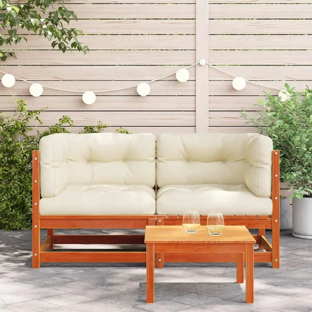 Outdoor Sectional Sofa Unit Garden Modular 2 pcs Wax Brown Solid Wood Pine