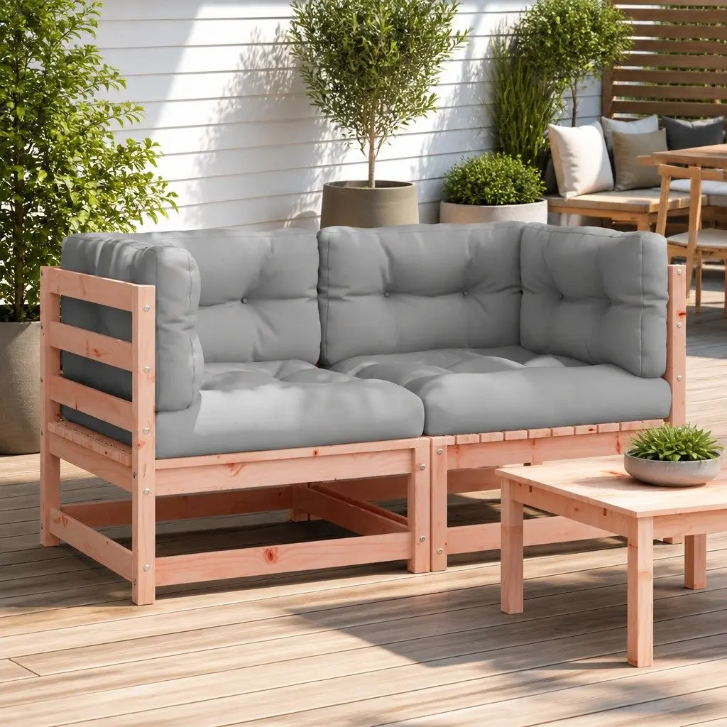 Outdoor Sectional Sofa Corner Garden Seating 2 Piece Brown Wood