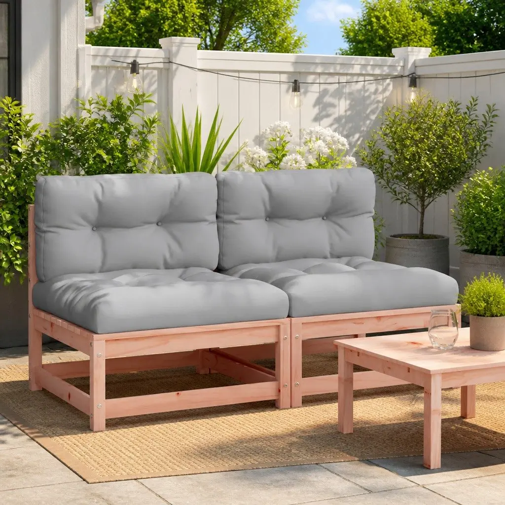 Outdoor Sectional Sofa Unit Armless 2pcs Cushions Brown