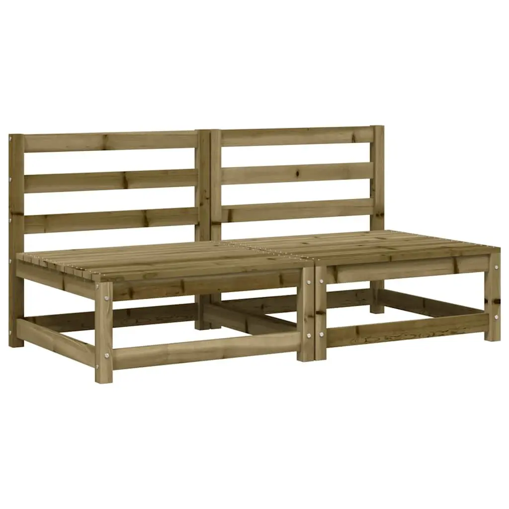 Outdoor Sectional Sofa Unit Armless Garden Seating 2pc Brown Wood