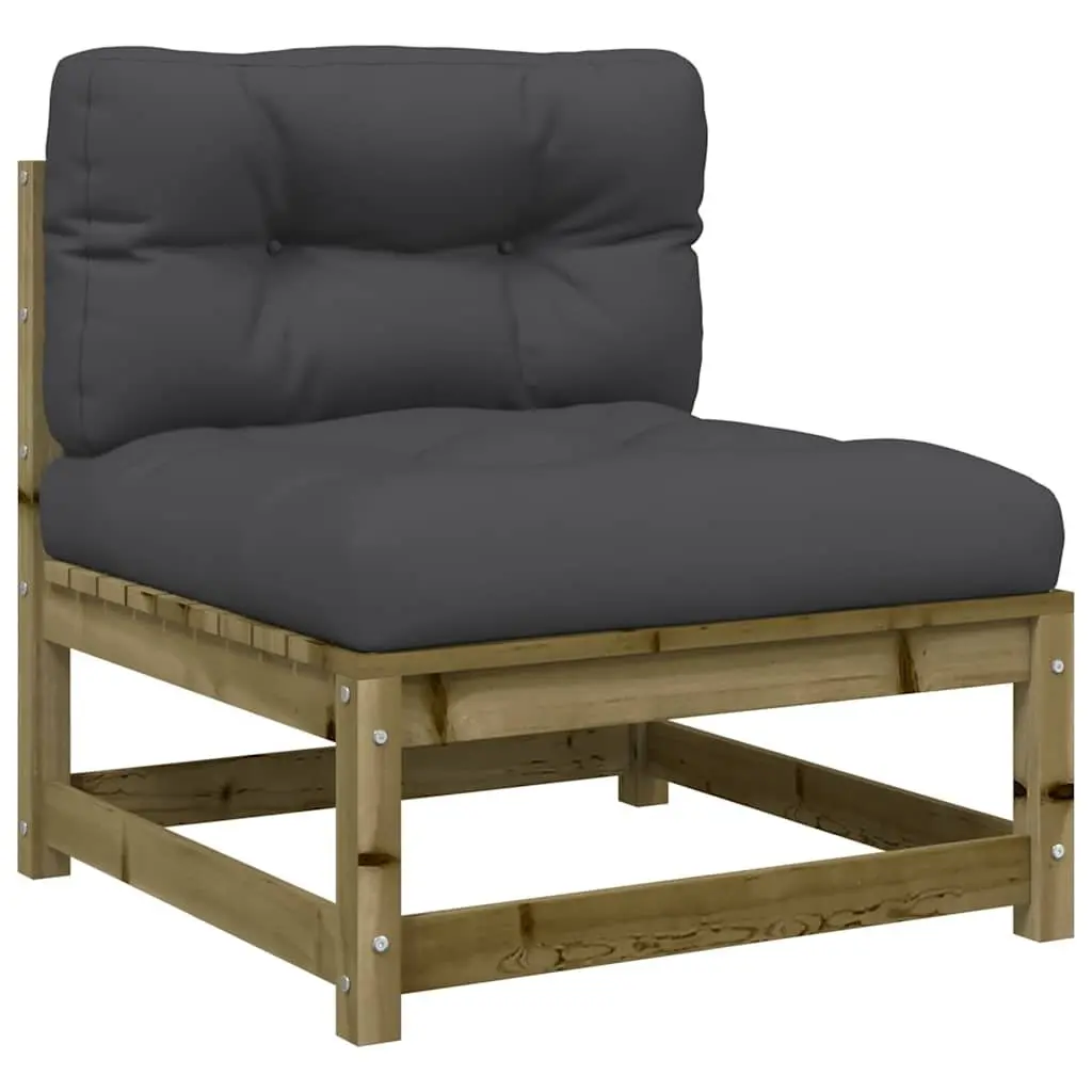 Outdoor Sectional Sofa Unit Armless Garden Seating 2pc Brown Wood