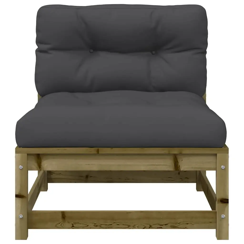 Outdoor Sectional Sofa Unit Armless Garden Seating 2pc Brown Wood