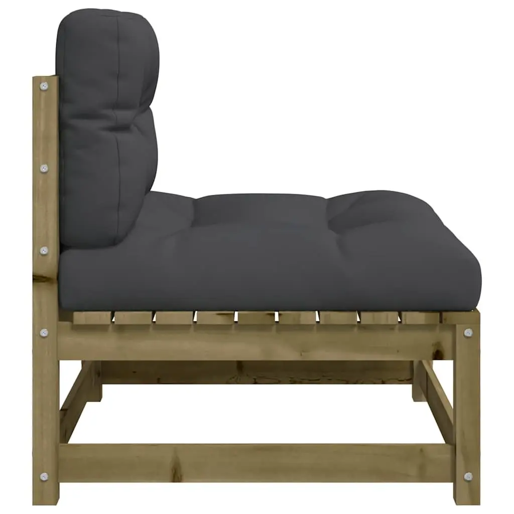 Outdoor Sectional Sofa Unit Armless Garden Seating 2pc Brown Wood