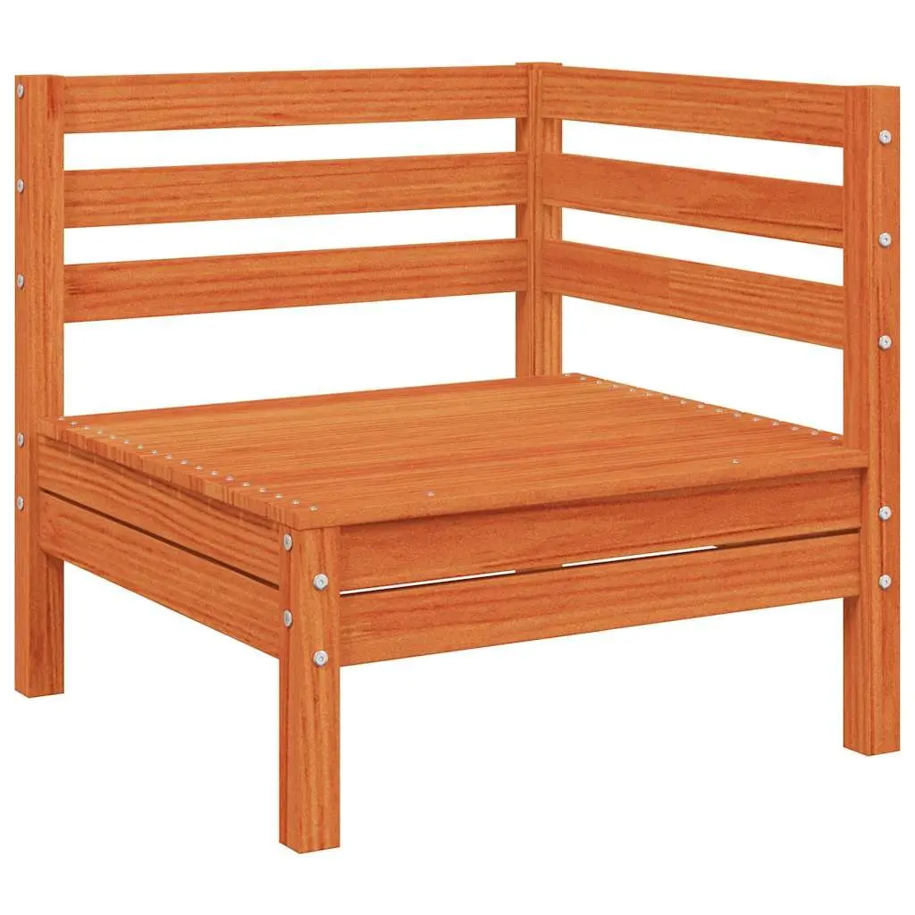 Wooden Corner Sofa Outdoor Seating with Cushions Brown Modular