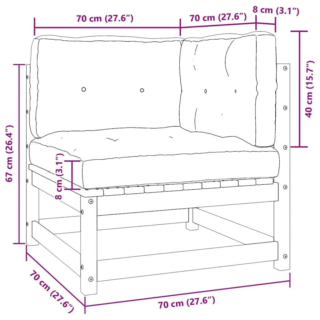 Wooden Corner Sofa Outdoor Seating with Cushions Brown Modular