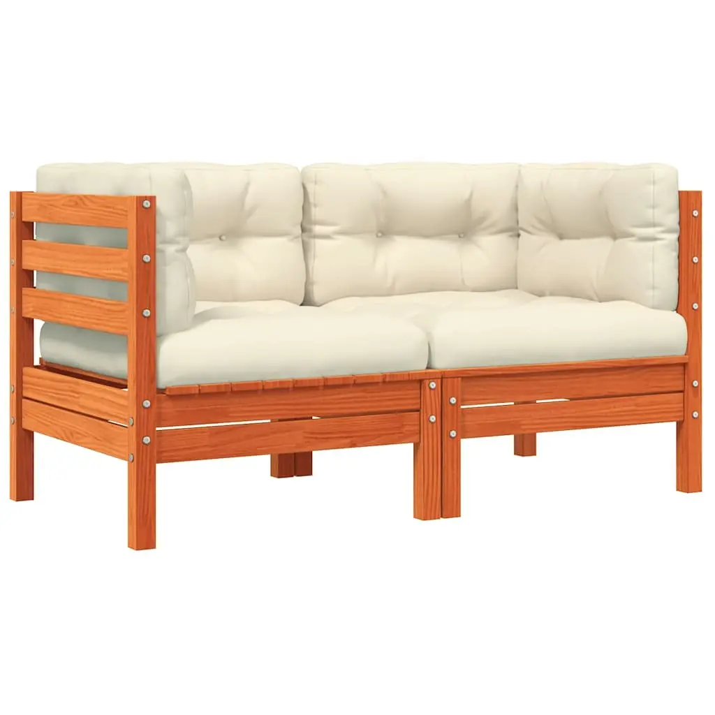 Outdoor Sectional Sofa Corner Unit 2pcs Garden Patio Furniture Brown Solid Wood
