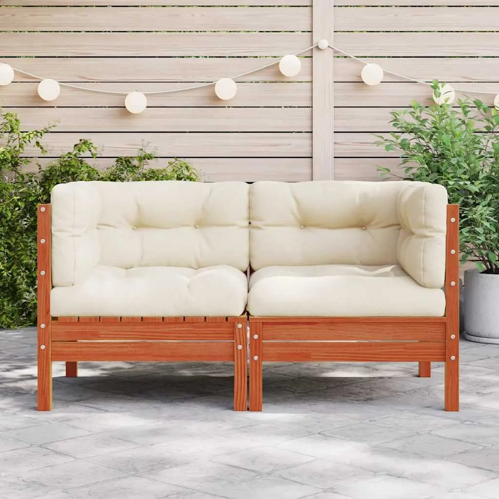 Outdoor Sectional Sofa Corner Unit 2pcs Garden Patio Furniture Brown Solid Wood