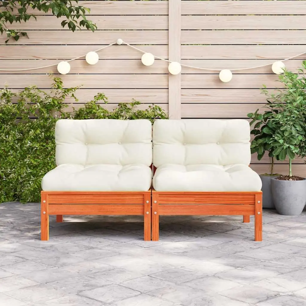 Outdoor Sectional Sofa Armless Single Unit Garden Patio Seating Solid Wood Pine