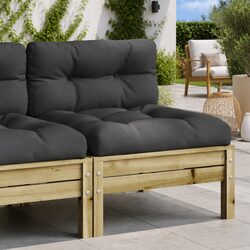 Outdoor Sectional Sofa Armless Garden Furniture Wooden Single Seat With Cushions