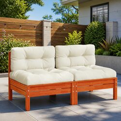 Comfortable Outdoor Seating: Brown Armless Sofa Unit, 2 Pieces