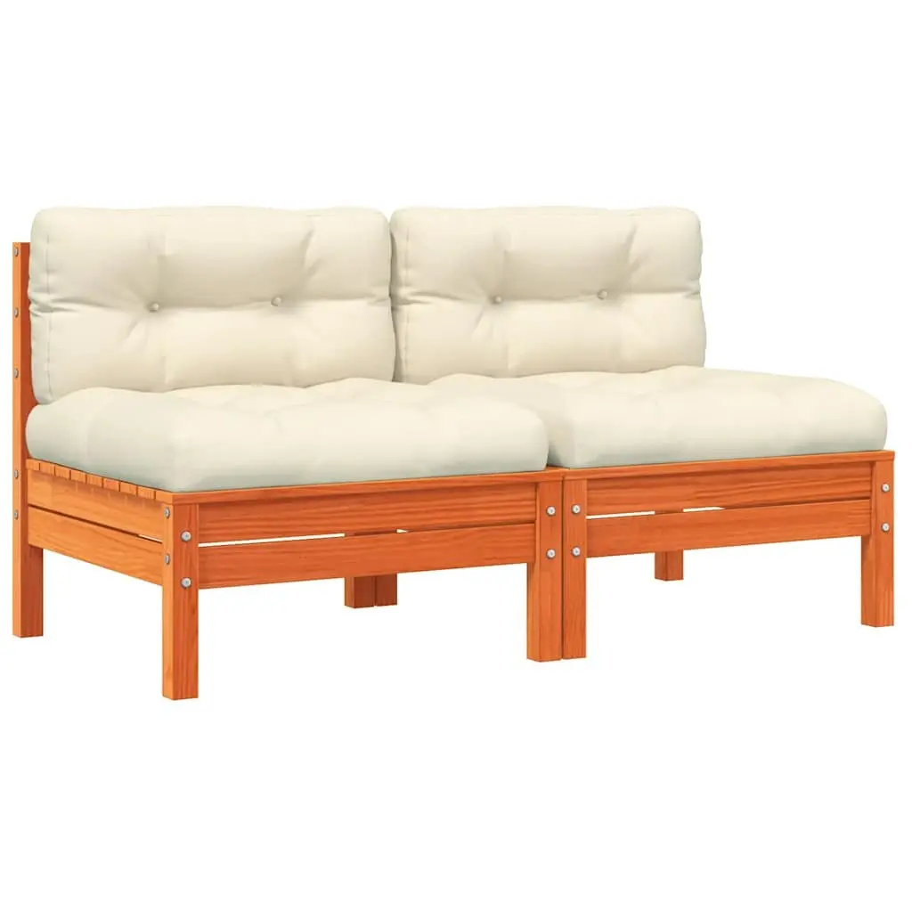 Outdoor Sectional Sofa Unit Armless Garden Seating with Cushions 2 Pieces Brown