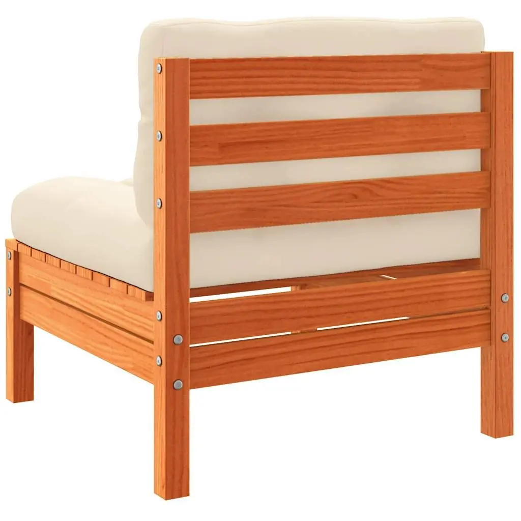 Outdoor Sectional Sofa Unit Armless Garden Seating with Cushions 2 Pieces Brown