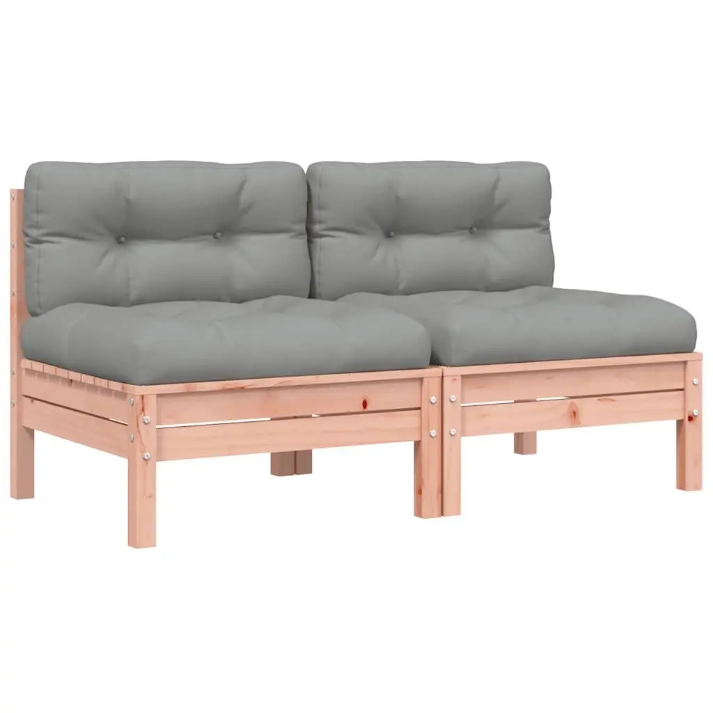 Outdoor Sectional Sofa Armless Units 2 pcs Brown Cushions