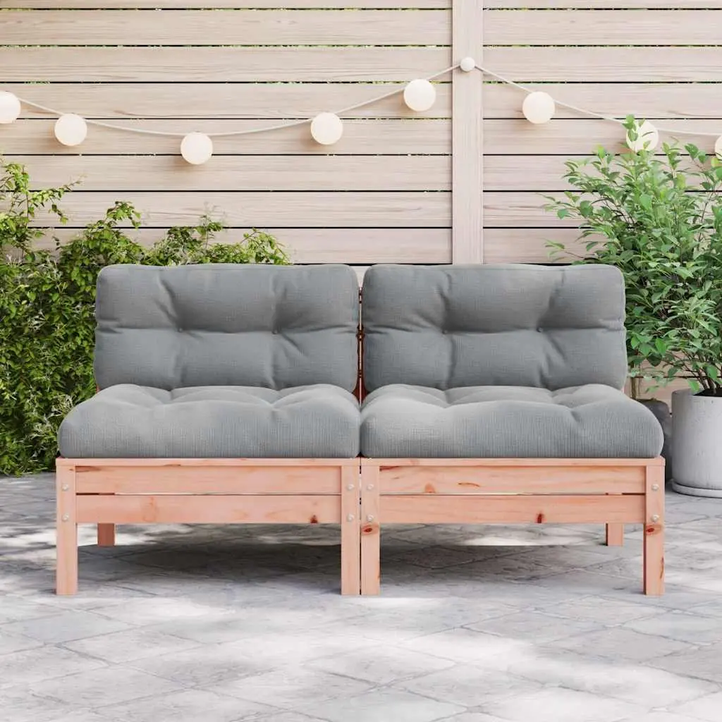 Outdoor Sectional Sofa Armless Units 2 pcs Brown Cushions