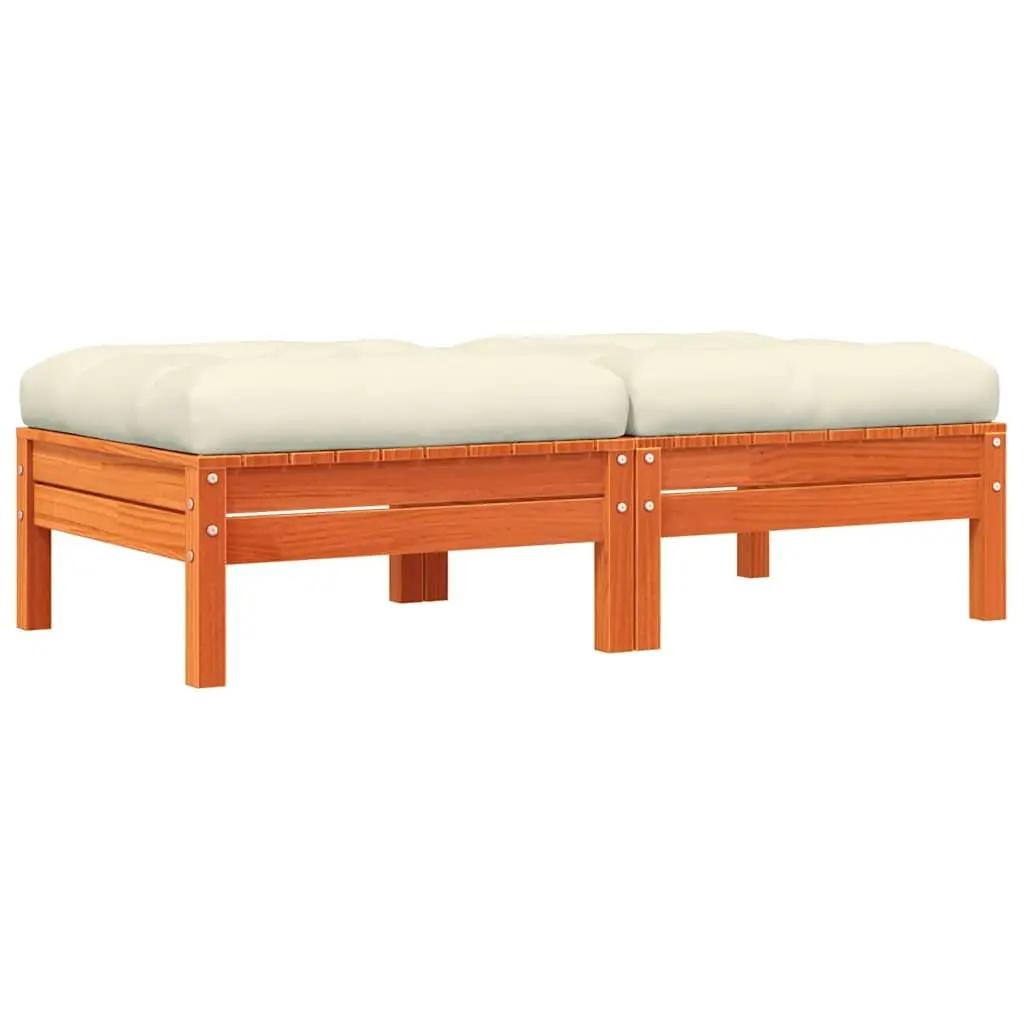 Outdoor Garden Footstools with Cushions 2 pcs Solid Wood Pine Patio Ottoman