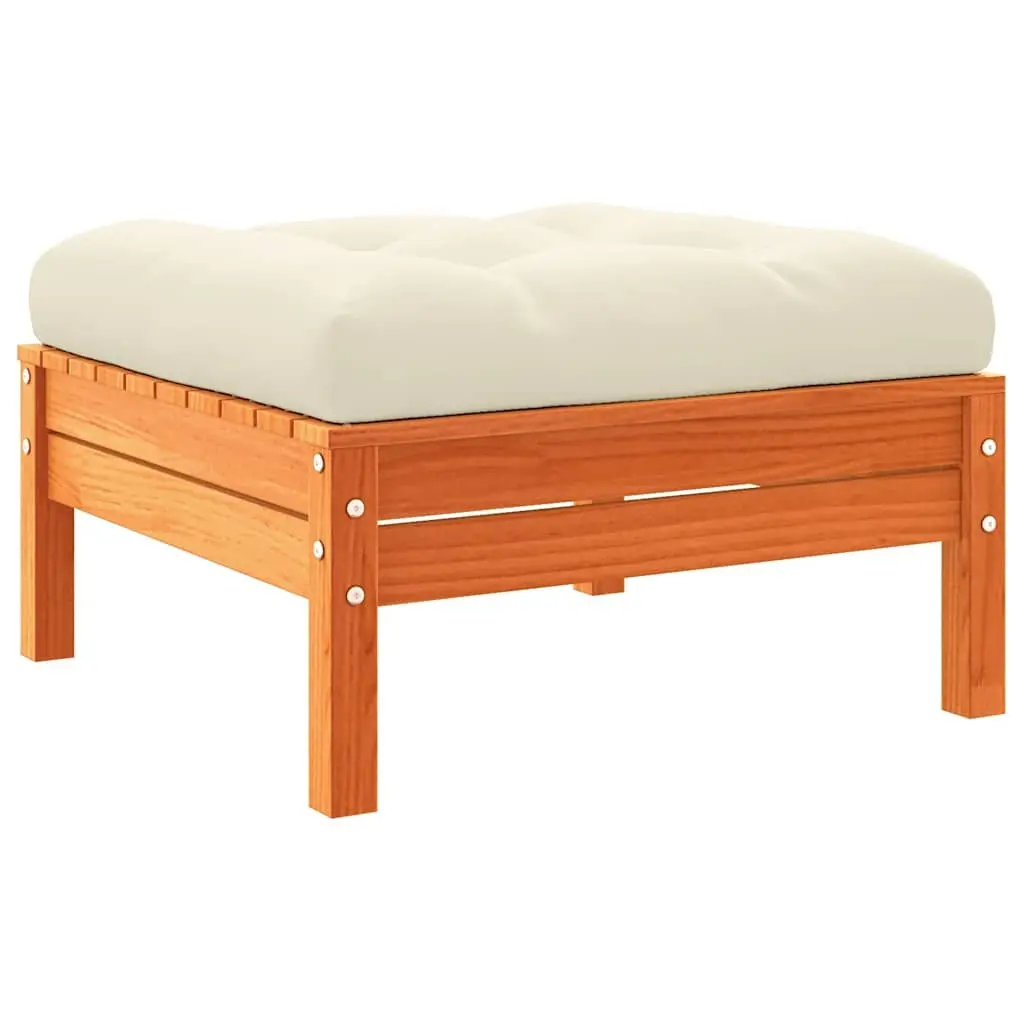Outdoor Garden Footstools with Cushions 2 pcs Solid Wood Pine Patio Ottoman