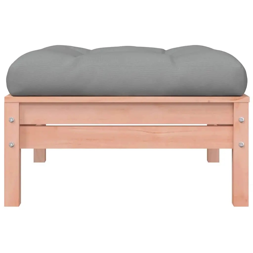 Outdoor Footstools Cushioned Brown Wooden 2 Piece Garden Patio Ottoman