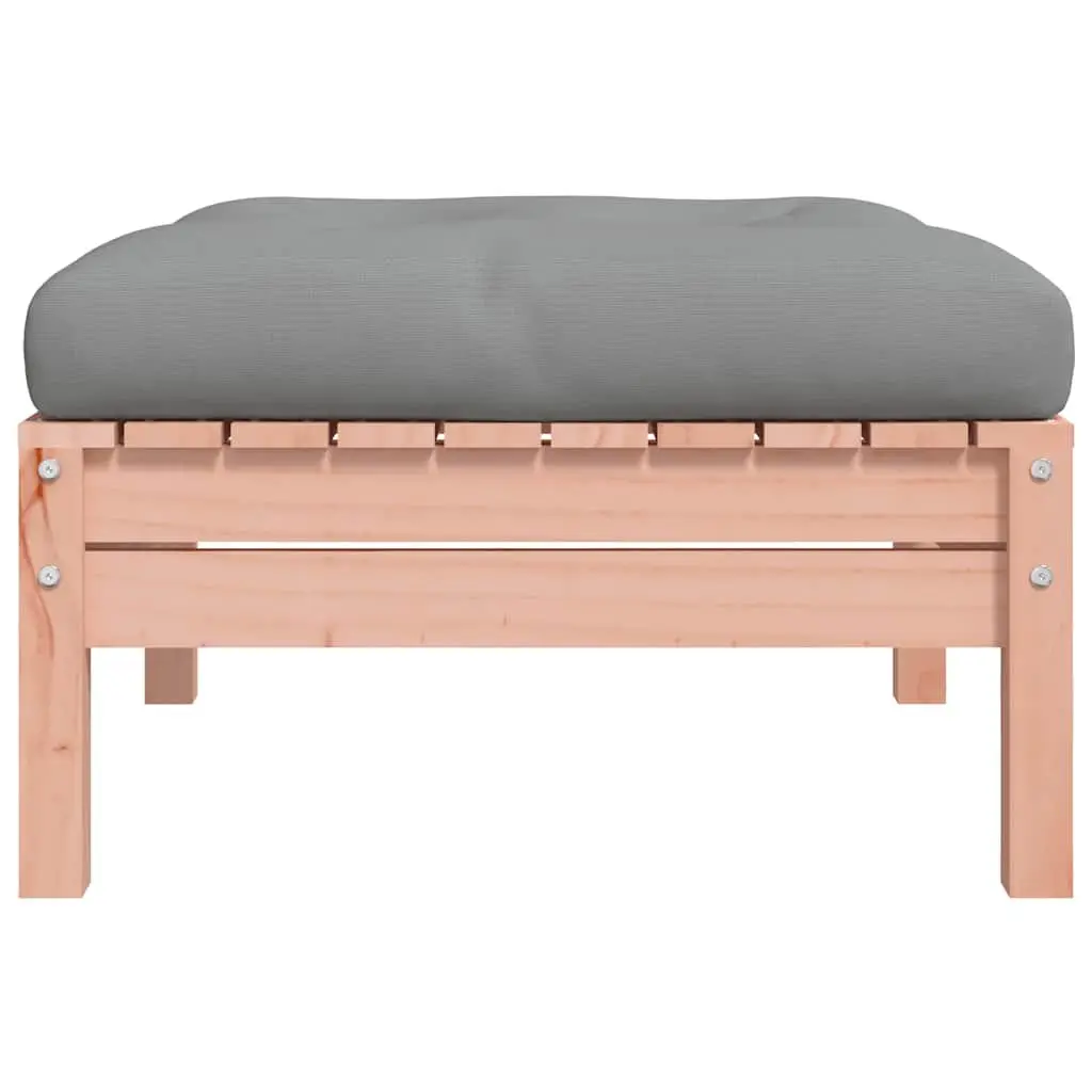 Outdoor Footstools Cushioned Brown Wooden 2 Piece Garden Patio Ottoman