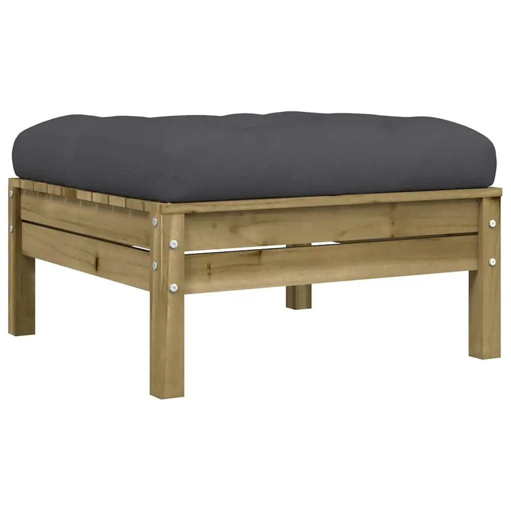 Outdoor Garden Footstools Ottoman with Cushions 2 Pieces Solid Wood Brown