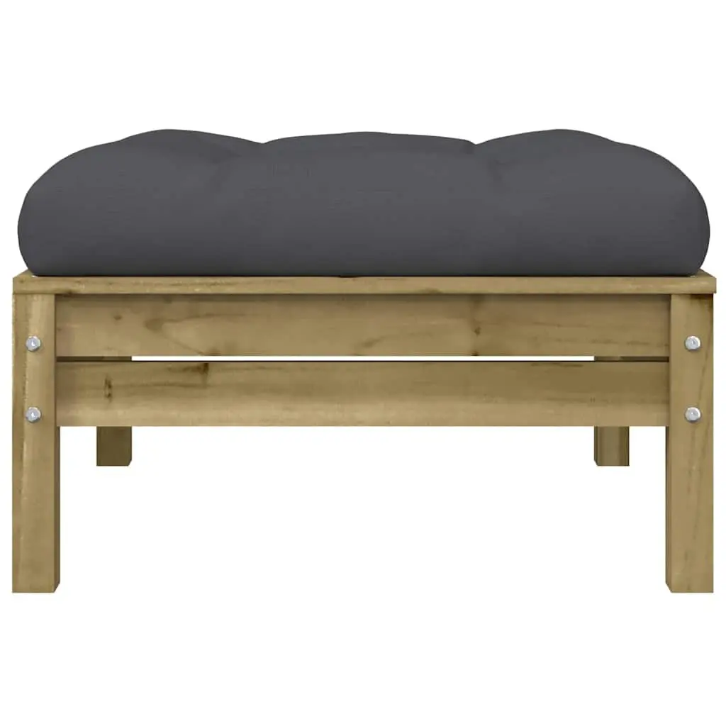 Outdoor Garden Footstools Ottoman with Cushions 2 Pieces Solid Wood Brown