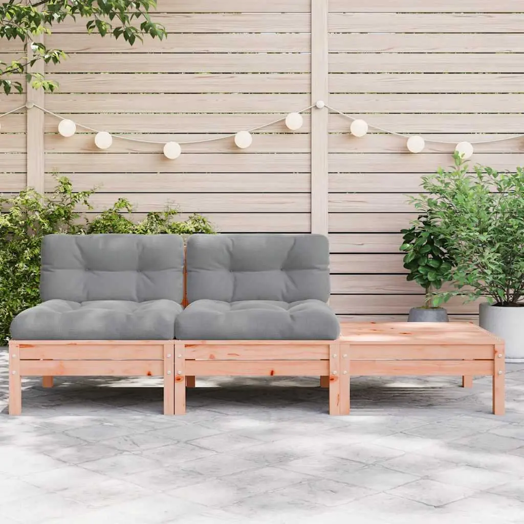 2-Seater Garden Sofa Solid Wood with Cushions Footstool Brown Modular Outdoor Patio Set