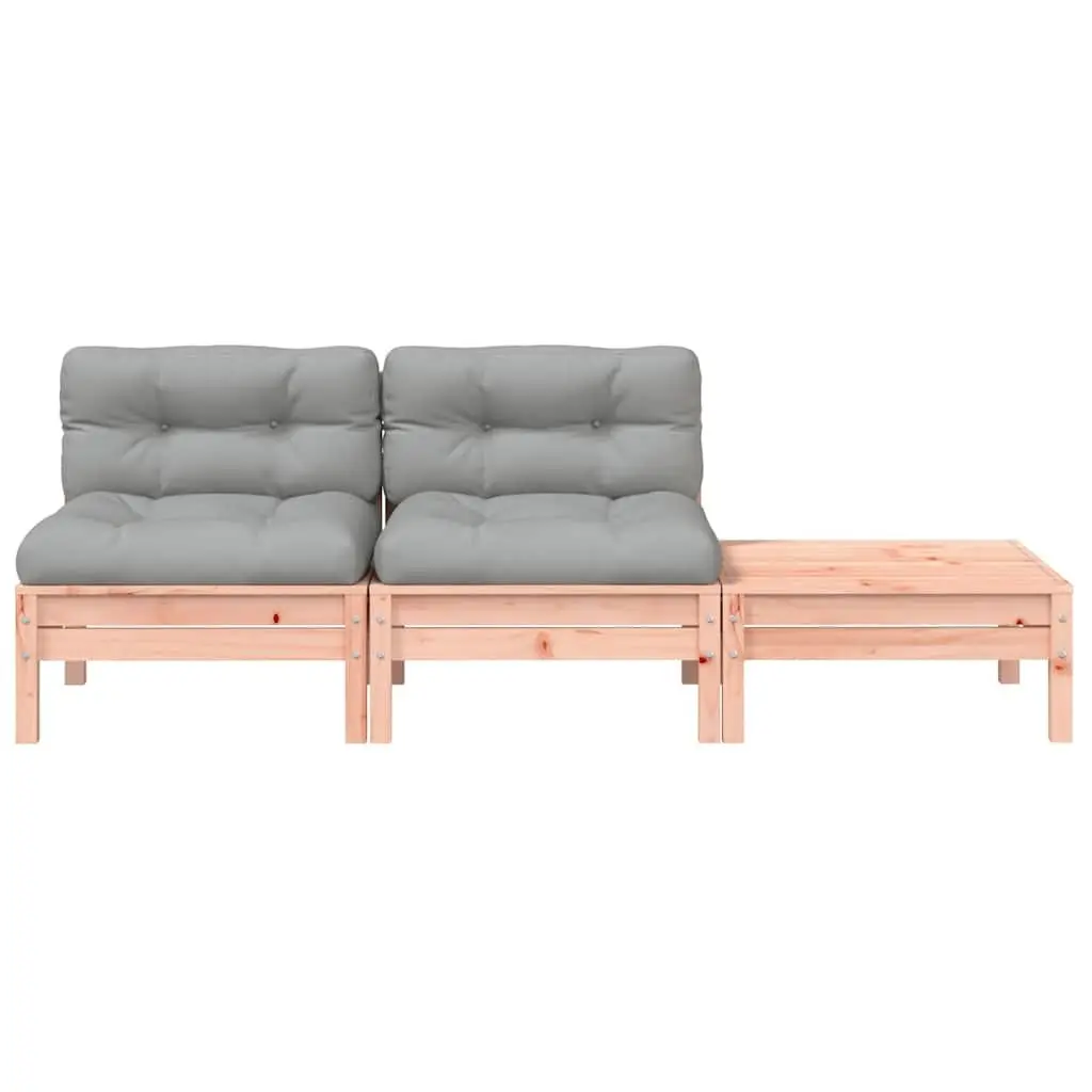 2-Seater Garden Sofa Solid Wood with Cushions Footstool Brown Modular Outdoor Patio Set