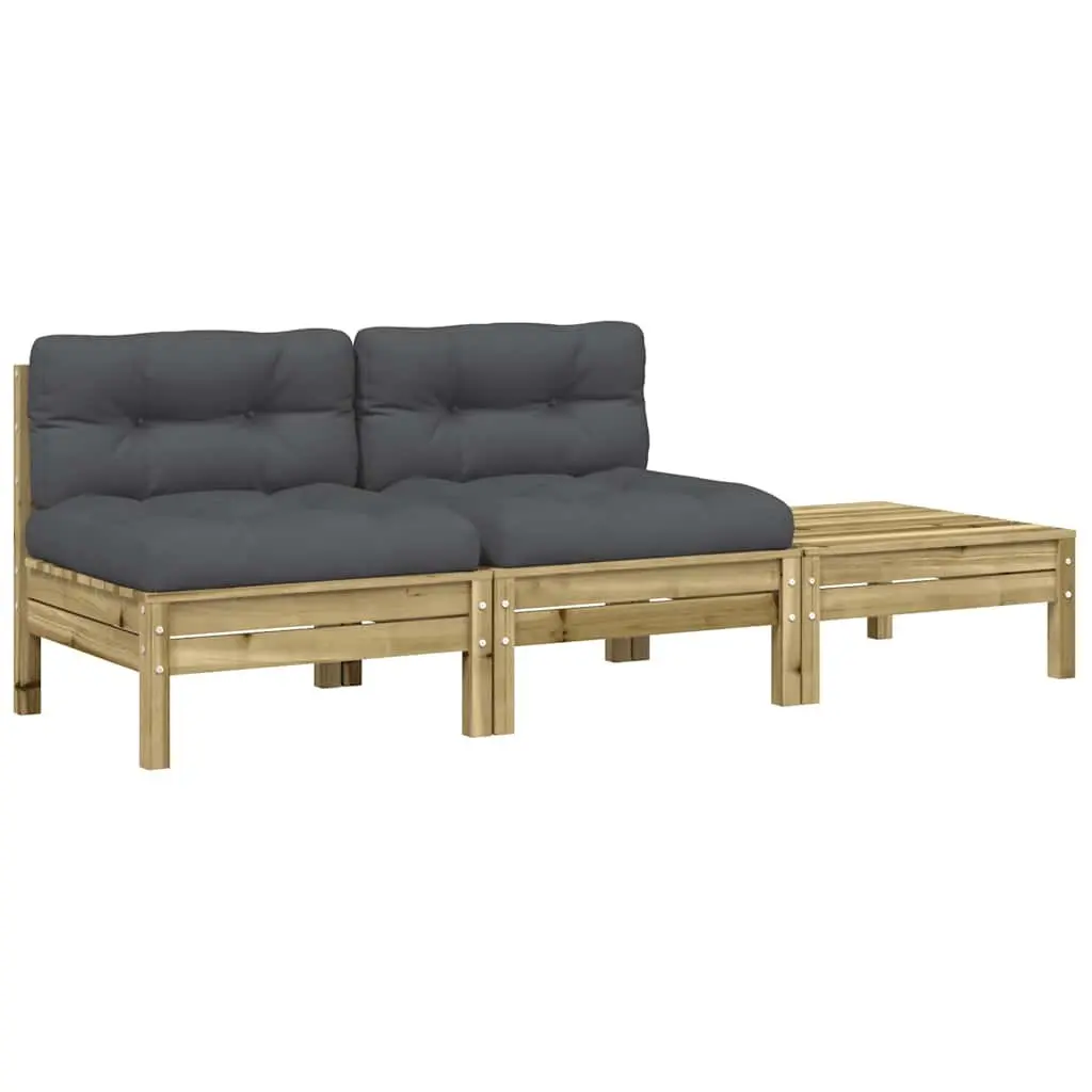 2-Seater Garden Sofa Outdoor Patio Seating with Footstool Cushions Brown