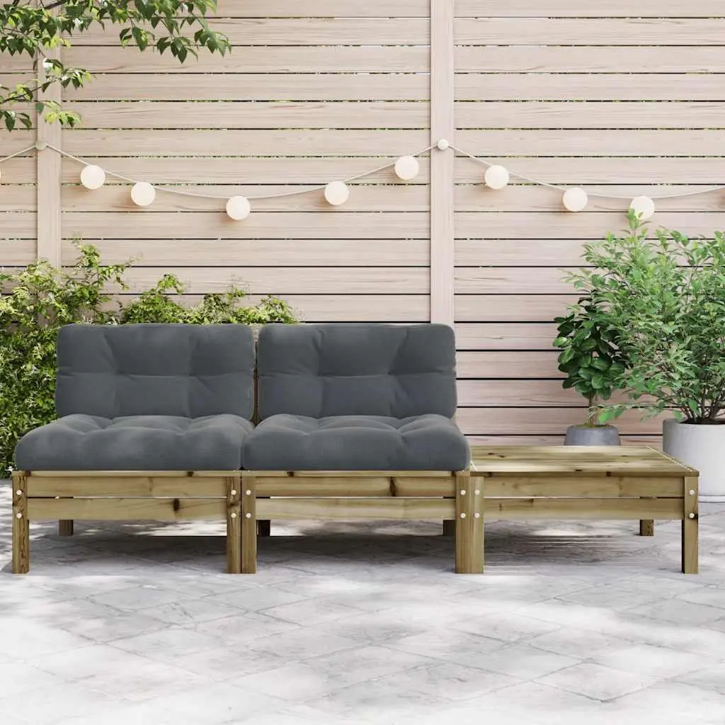 2-Seater Garden Sofa Outdoor Patio Seating with Footstool Cushions Brown