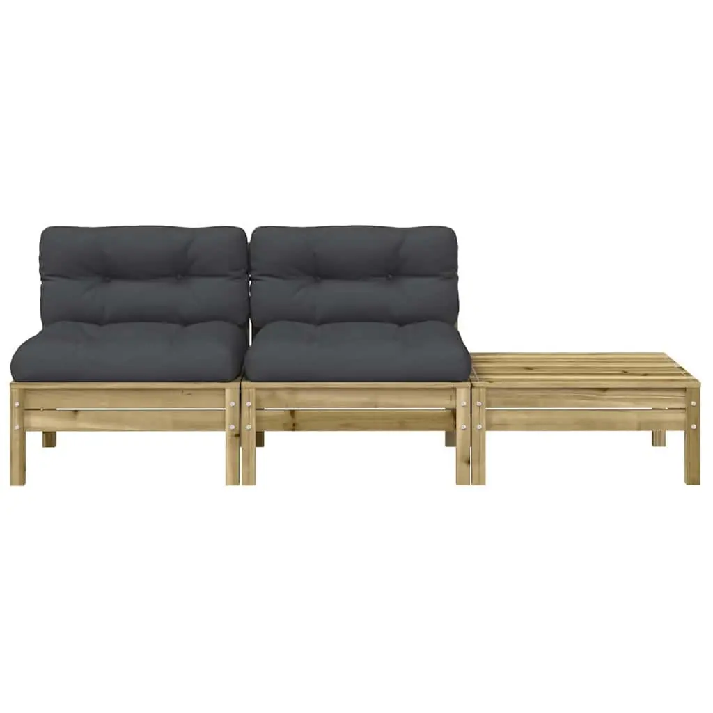 2-Seater Garden Sofa Outdoor Patio Seating with Footstool Cushions Brown