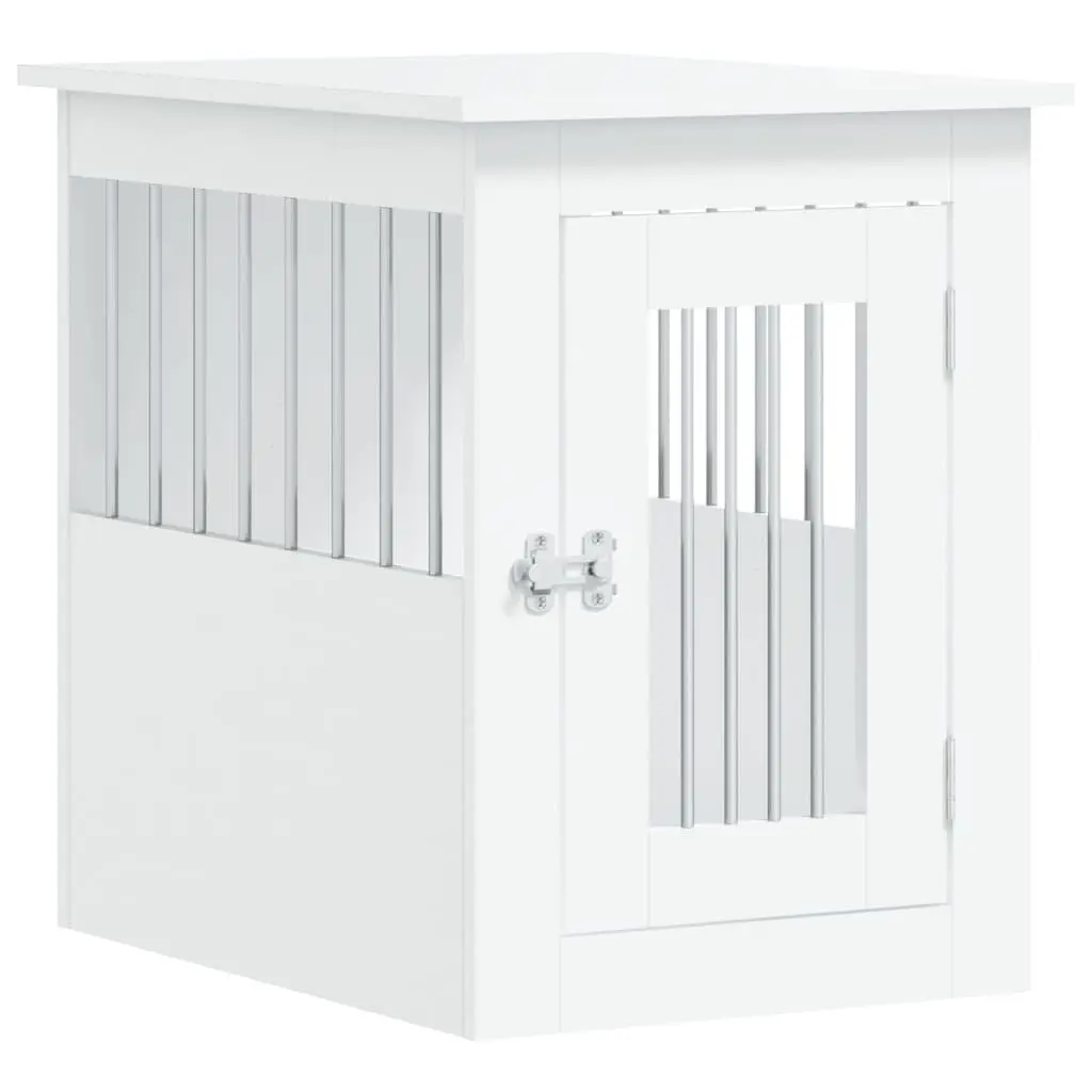 Dog Crate Furniture End Table 45x62x59 cm White Steel Wire Engineered Wood
