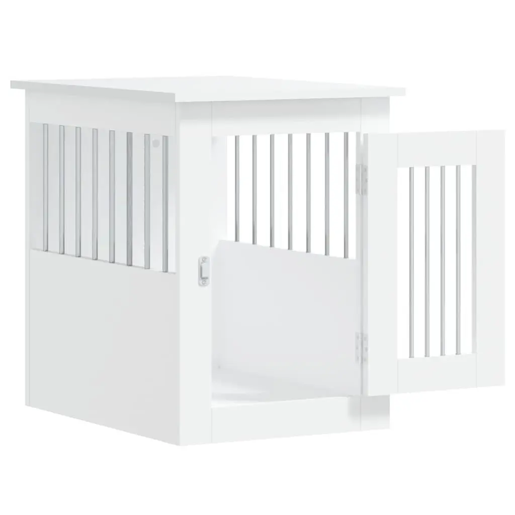Dog Crate Furniture End Table 45x62x59 cm White Steel Wire Engineered Wood