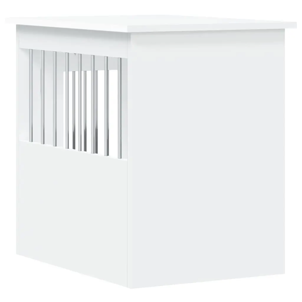 Dog Crate Furniture End Table 45x62x59 cm White Steel Wire Engineered Wood