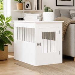 Durable and Functional White Dog Crate End Table