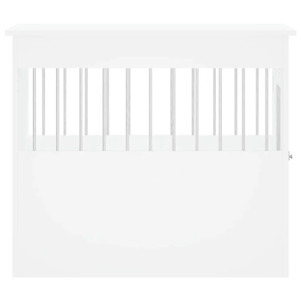 Dog Crate Furniture End Table Kennel Cage 55W x 80H x 68D cm White Steel Wire Engineered Wood