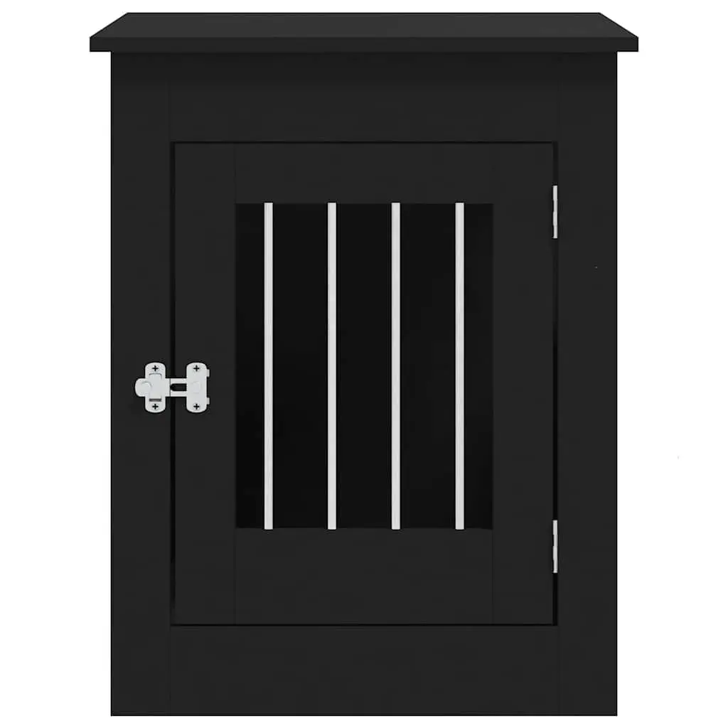 Dog Crate Furniture End Table Black Steel Wire 55x80x68cm