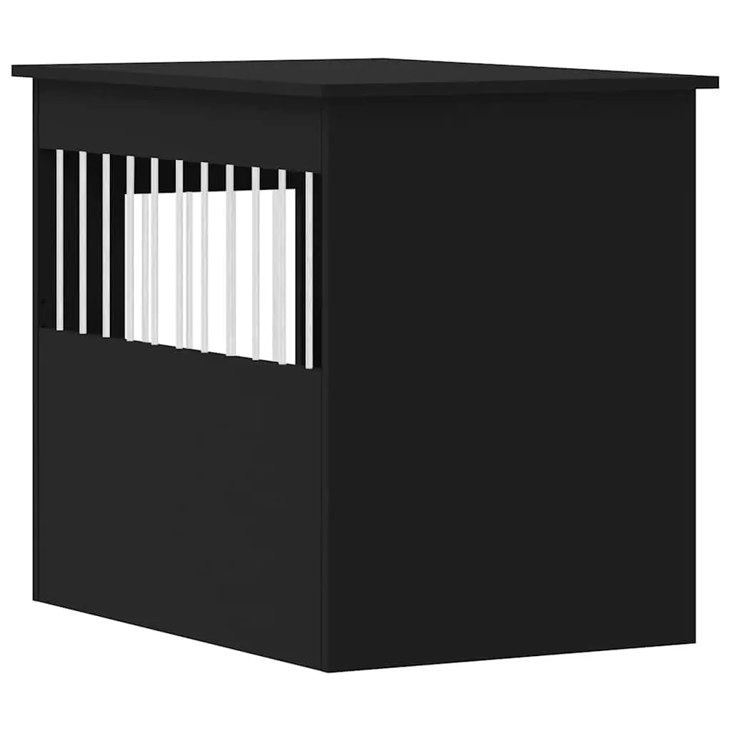 Dog Crate Furniture End Table Black Steel Wire 55x80x68cm