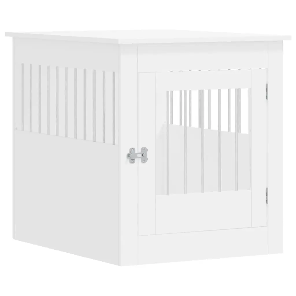Dog Crate Furniture 2-in-1 Dog Kennel End Table 64.5x80x71cm White Steel Wire Engineered Wood
