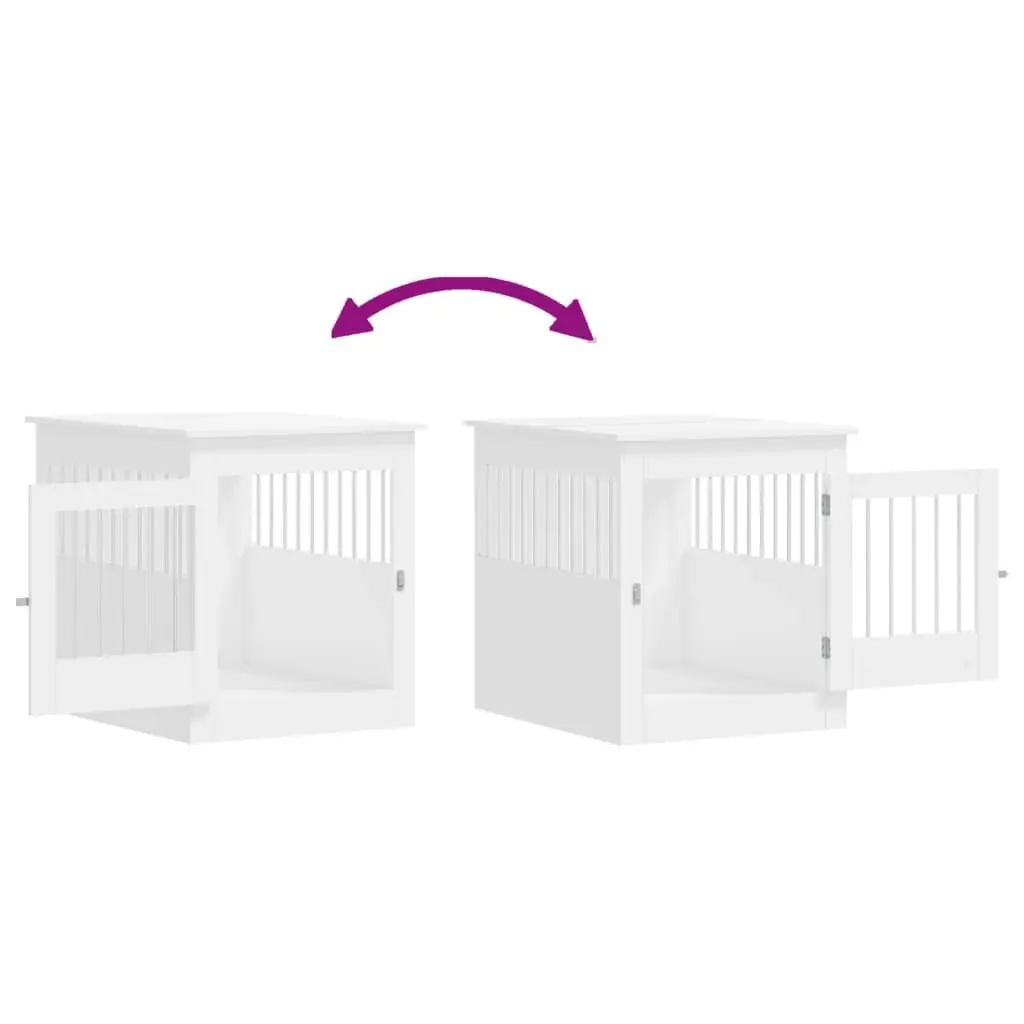 Dog Crate Furniture 2-in-1 Dog Kennel End Table 64.5x80x71cm White Steel Wire Engineered Wood