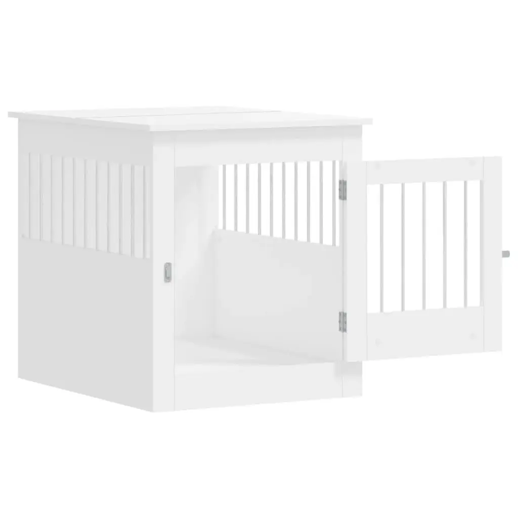 Dog Crate Furniture 2-in-1 Dog Kennel End Table 64.5x80x71cm White Steel Wire Engineered Wood