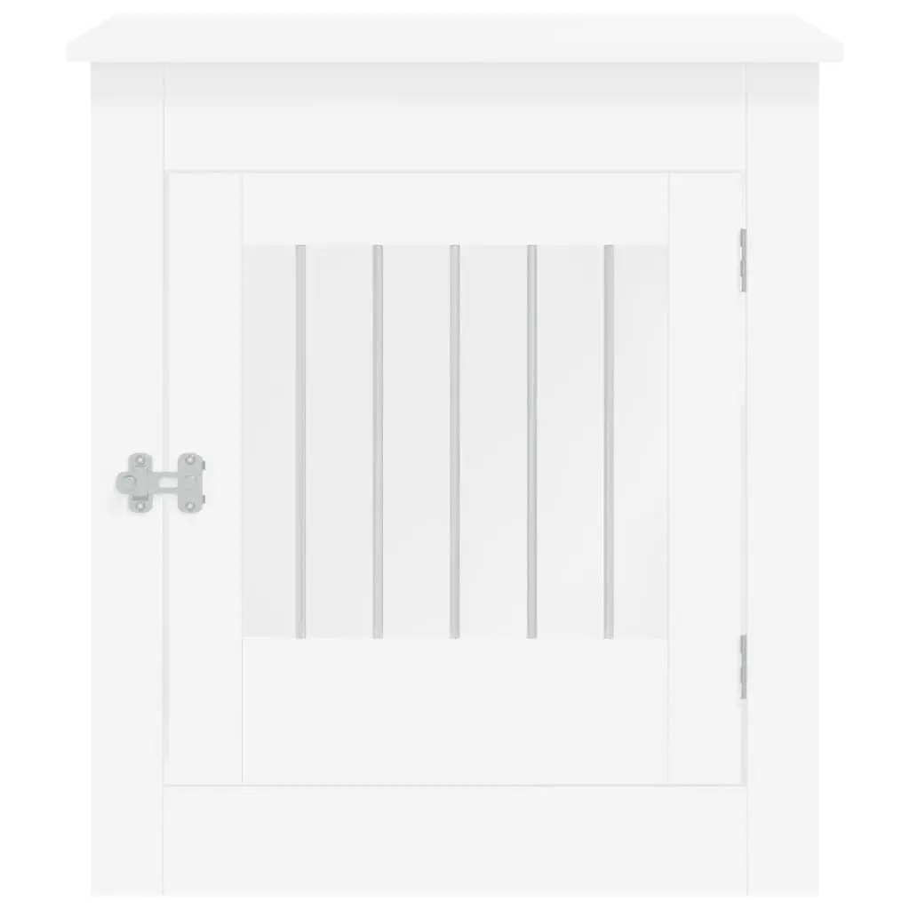 Dog Crate Furniture 2-in-1 Dog Kennel End Table 64.5x80x71cm White Steel Wire Engineered Wood