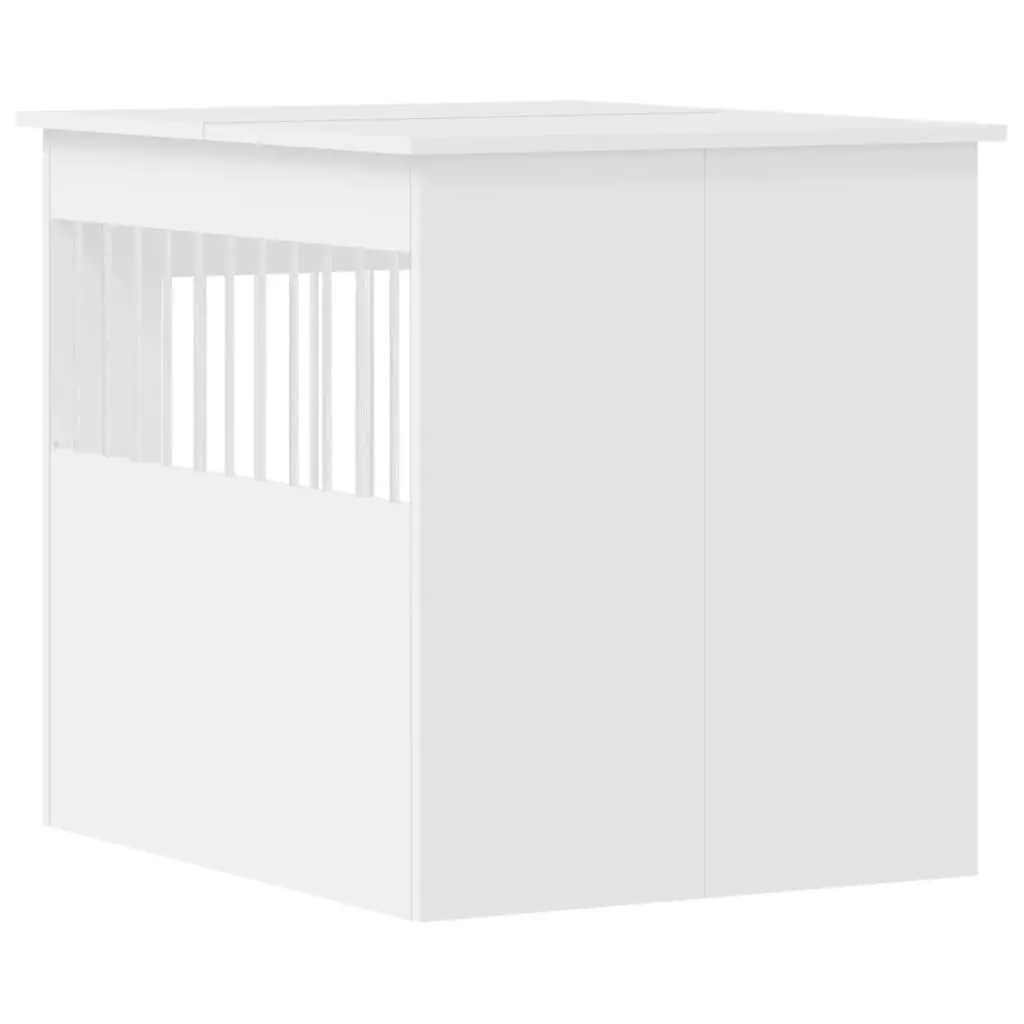 Dog Crate Furniture 2-in-1 Dog Kennel End Table 64.5x80x71cm White Steel Wire Engineered Wood