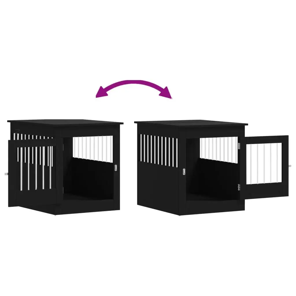 Dog Crate Furniture End Table Black 64.5x80x71cm Steel Wire Engineered Wood