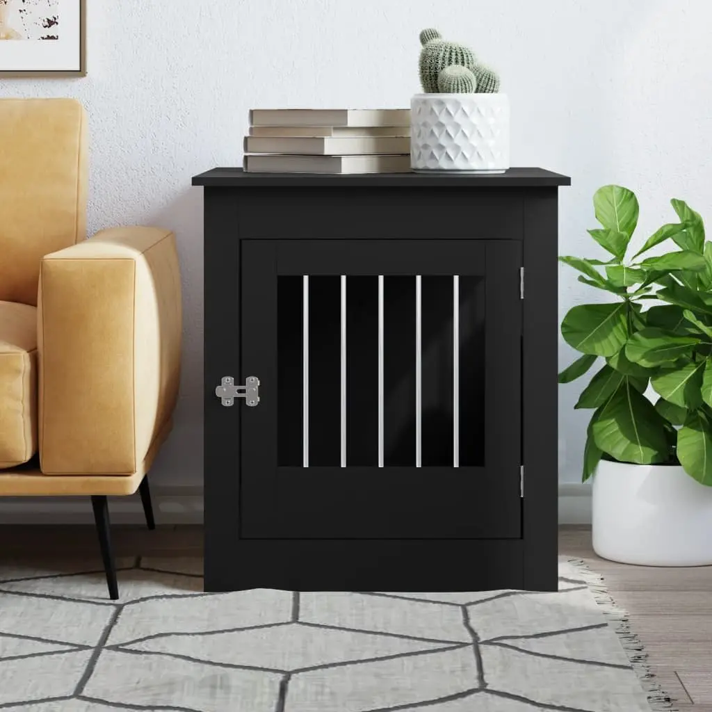 Dog Crate Furniture End Table Black 64.5x80x71cm Steel Wire Engineered Wood