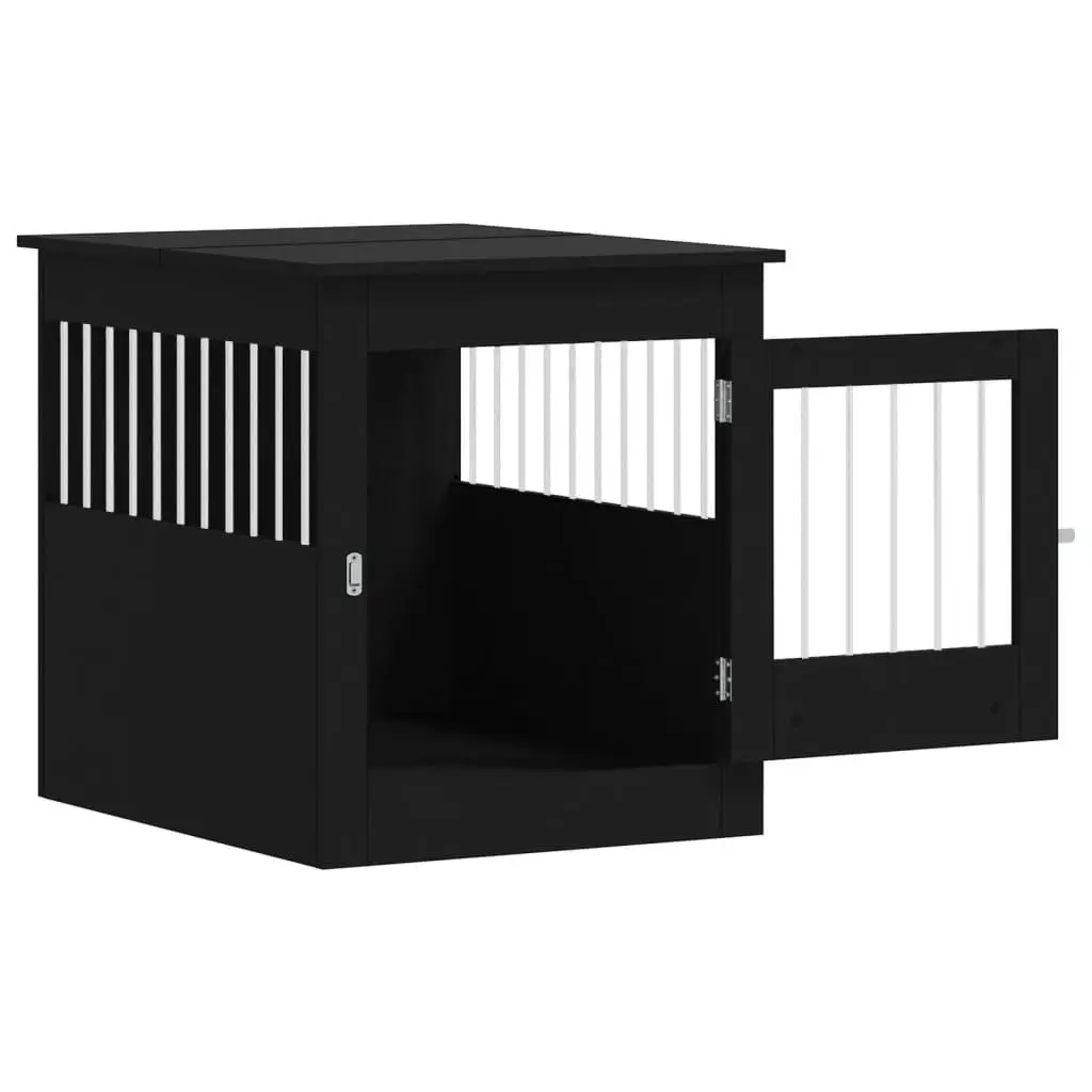 Dog Crate Furniture End Table Black 64.5x80x71cm Steel Wire Engineered Wood