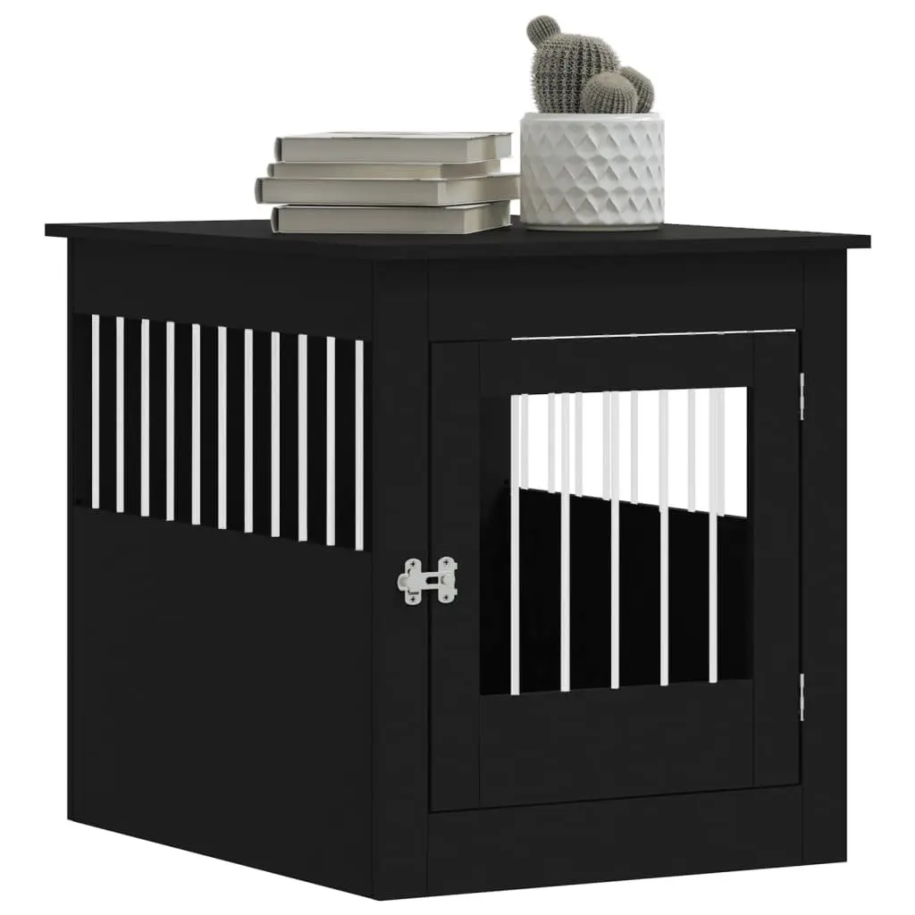 Dog Crate Furniture End Table Black 64.5x80x71cm Steel Wire Engineered Wood