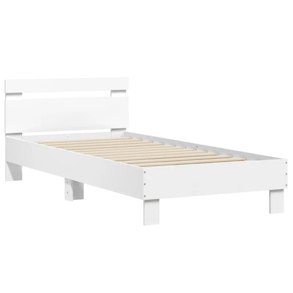 White Bed Frame with Headboard for Lasting Comfort