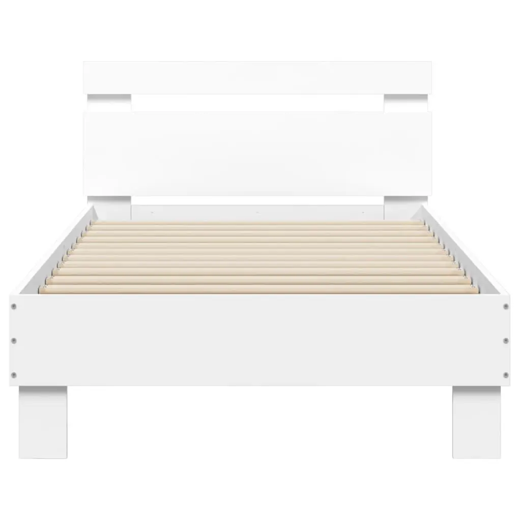 White Bed Frame with Headboard for Lasting Comfort