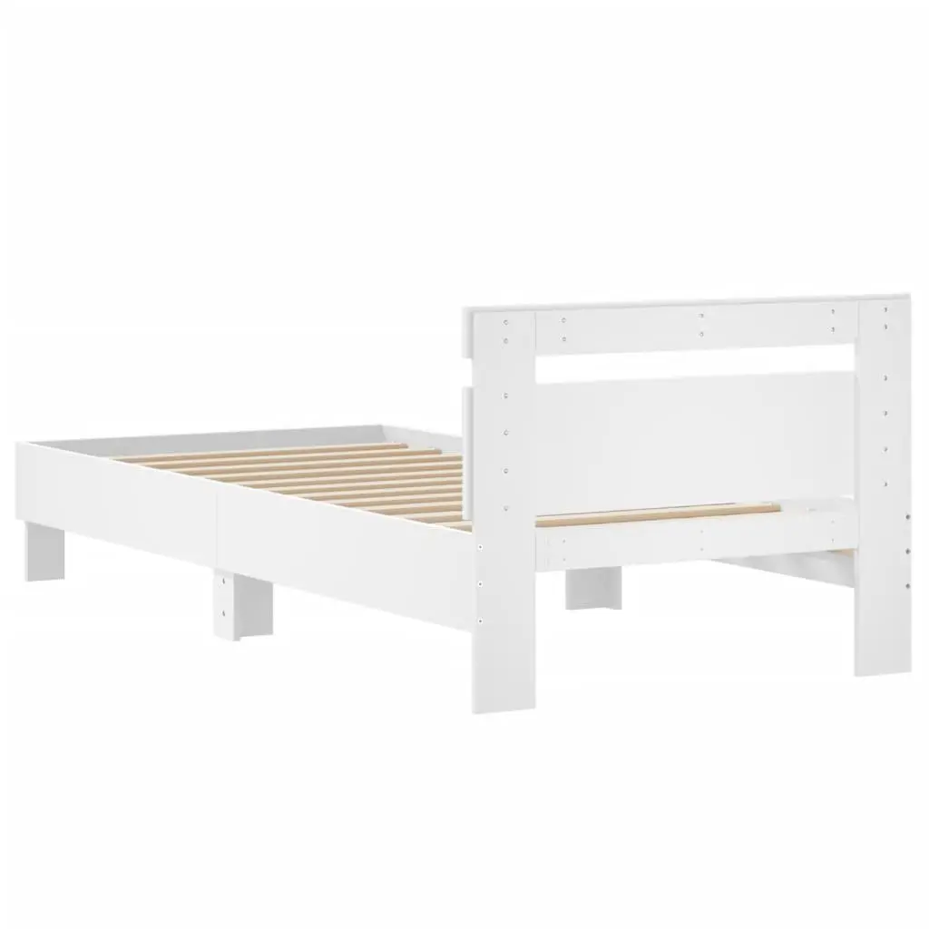 White Bed Frame with Headboard for Lasting Comfort
