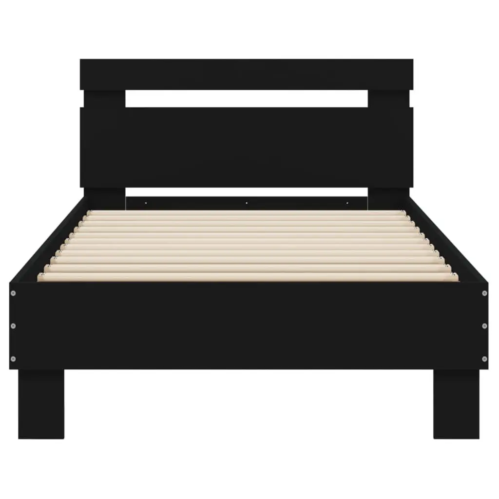 Bed Frame with Headboard Bedroom Use 90x190 cm Black Engineered Wood