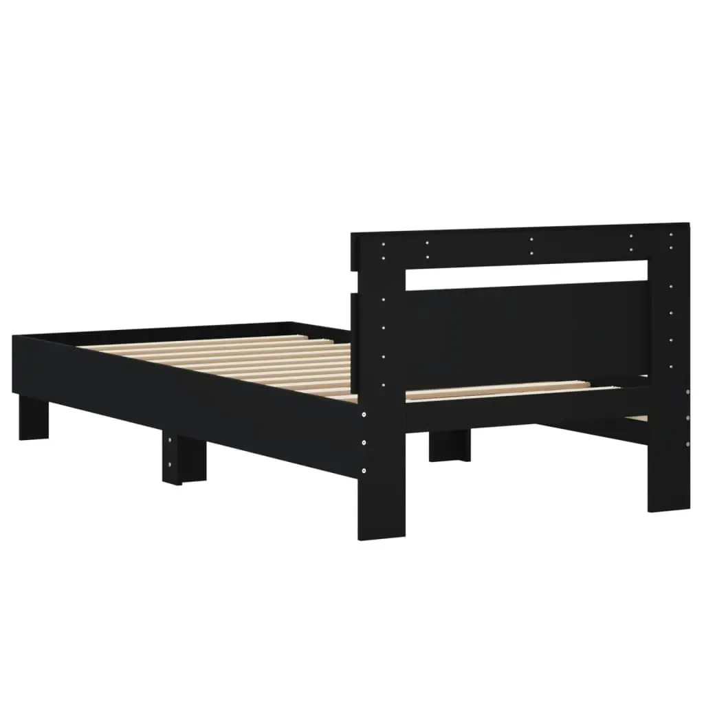 Bed Frame with Headboard Bedroom Use 90x190 cm Black Engineered Wood